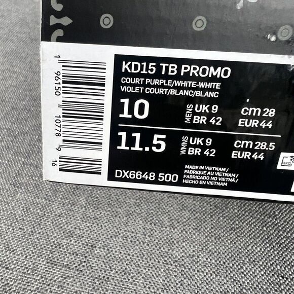 Nike KD15 TB Promo Court Purple White DX6648 500 Men's Size 10 - Picture 10 of 10